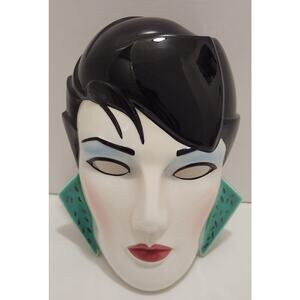 Vintage Vandor Pelzman Design 1986 Hand Painted Ceramic Face Mask Retro 80's